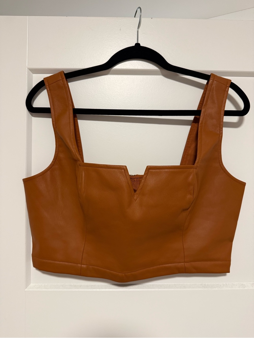 Anthropologie Faux Leather Cropped Tank - Rust